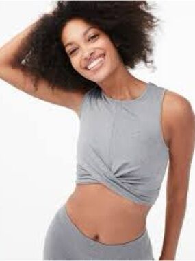 Divided Gray Twist-Front Sleeveless Crop Top